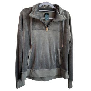 C9 Champion Womens‎ Velour Pullover Pockets 1/4 Zip Thumbholes Gray Sz S